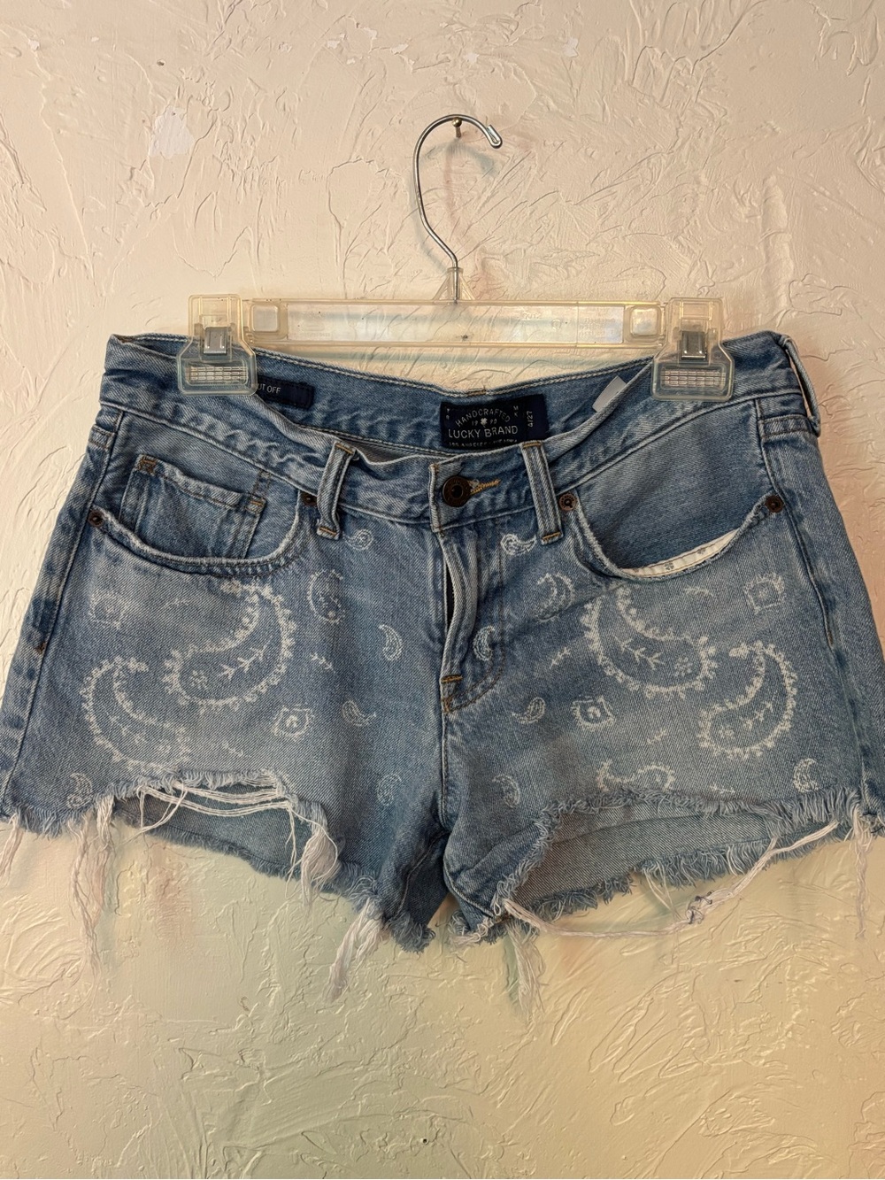 Lucky Brand Light Blue Paisley Denim Cutoff Shorts